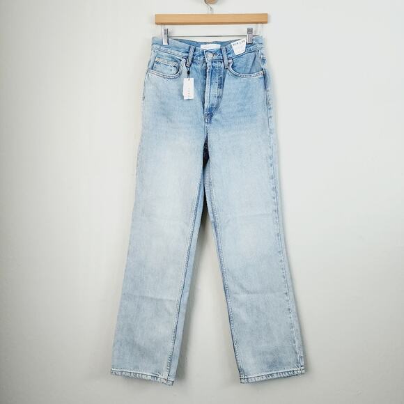 NWT Topshop Kort High Rise Straight Leg Boyfriend Jean Baggy Back Rip - Picture 1 of 13
